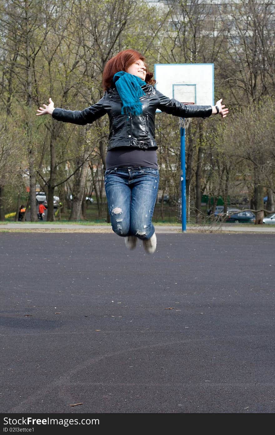 Girl jumping outdoor