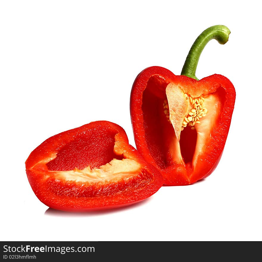 Pepper cut on two halves