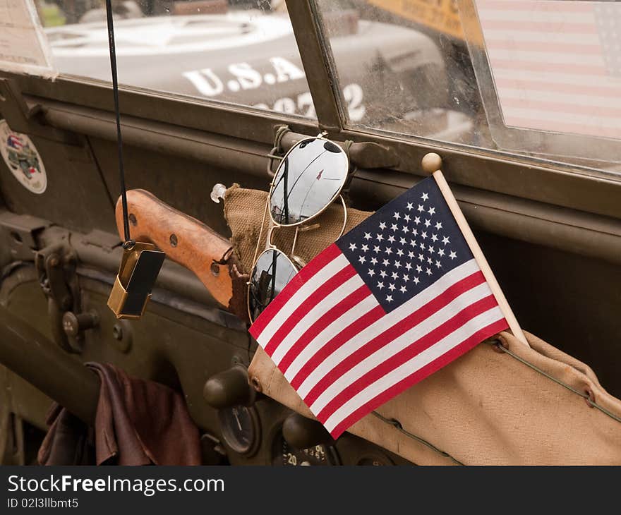 Photo of USA flag and glasses. Photo of USA flag and glasses