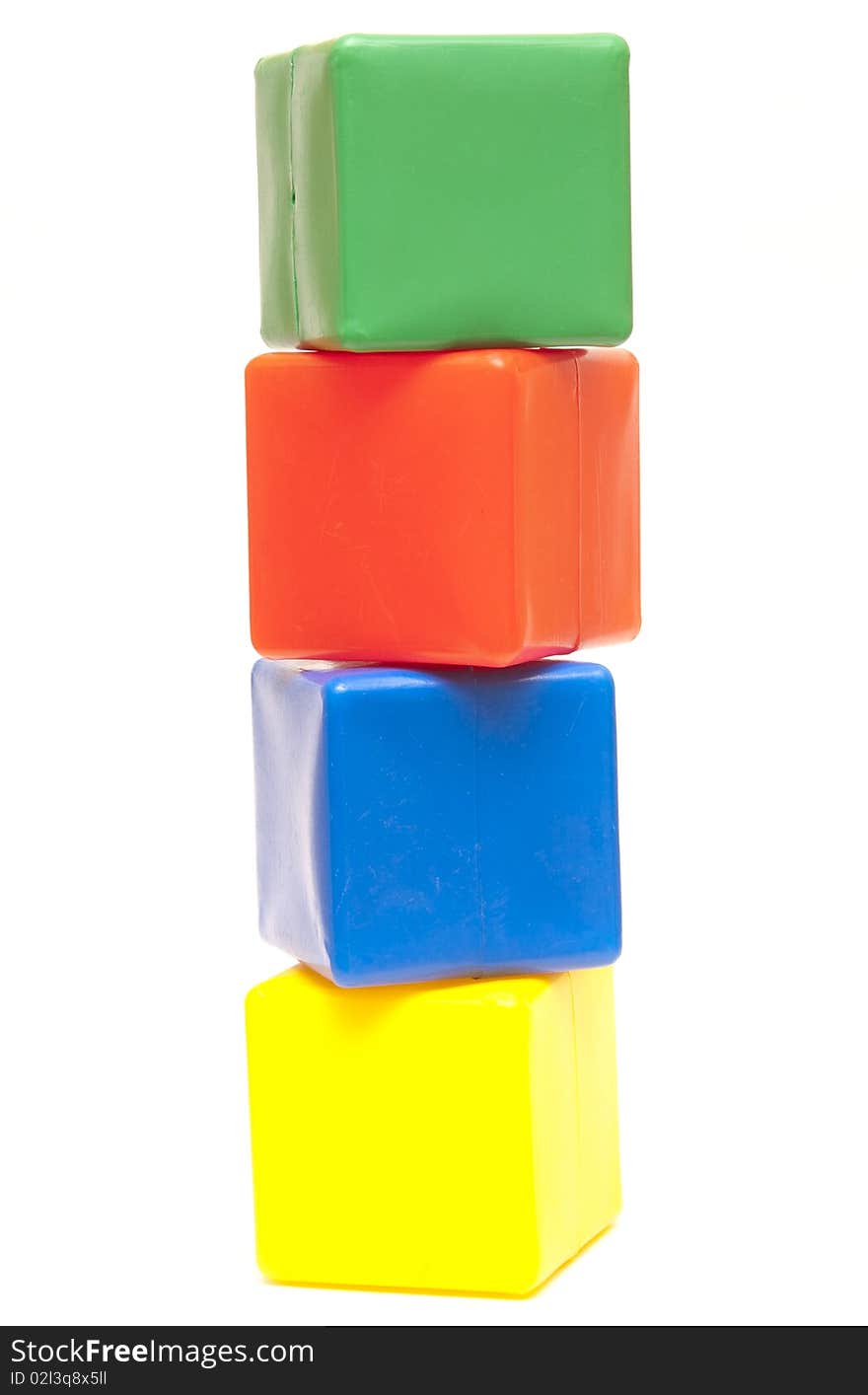 Colored childrens cubes on a white background. Colored childrens cubes on a white background