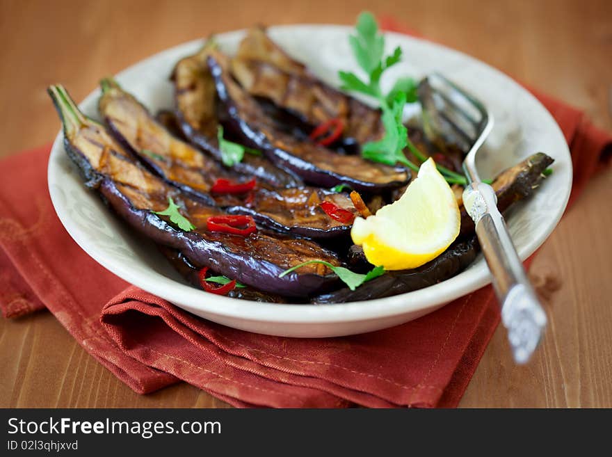 Grilled aubergines