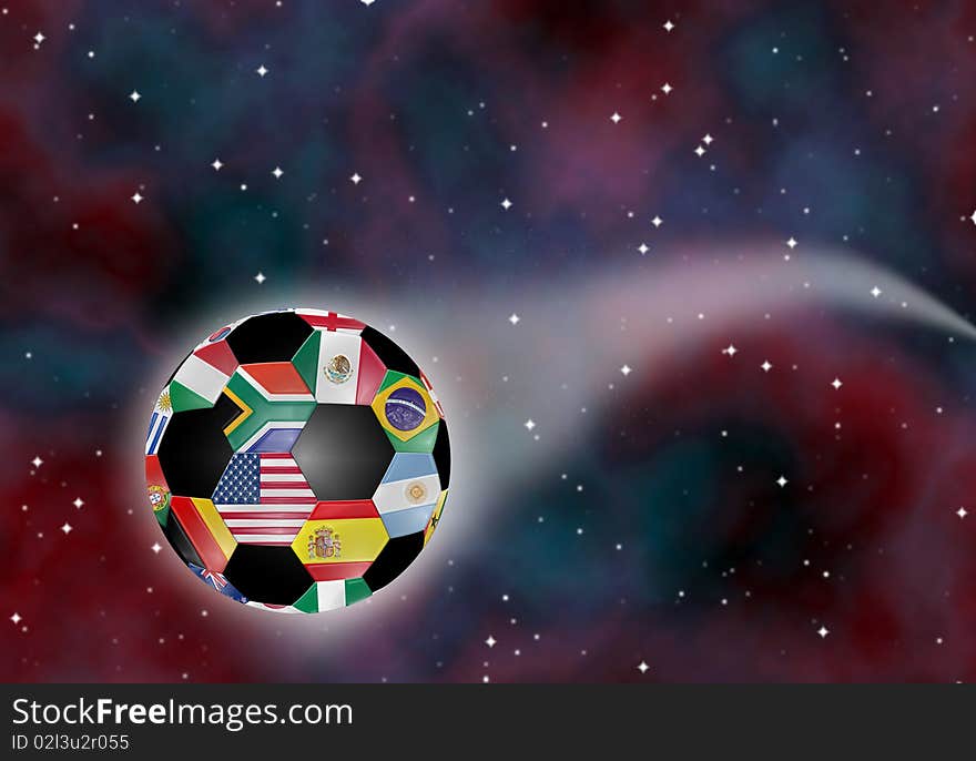 Soccer ball  on cosmos background