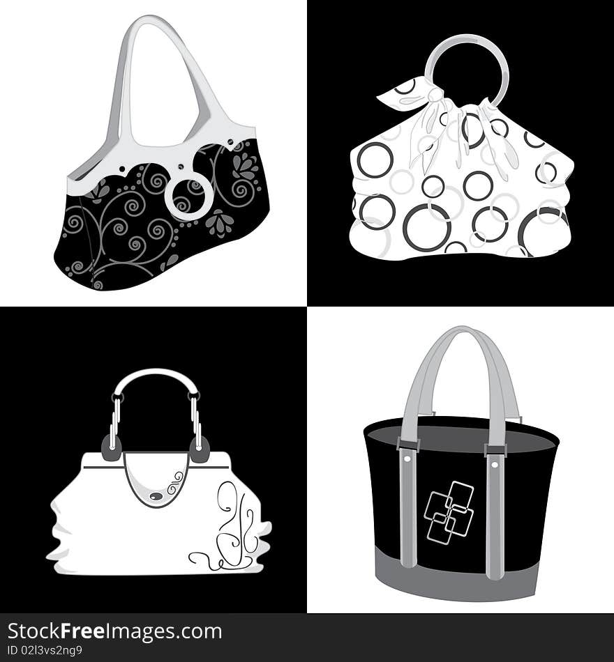 Modern female bags. A vector.