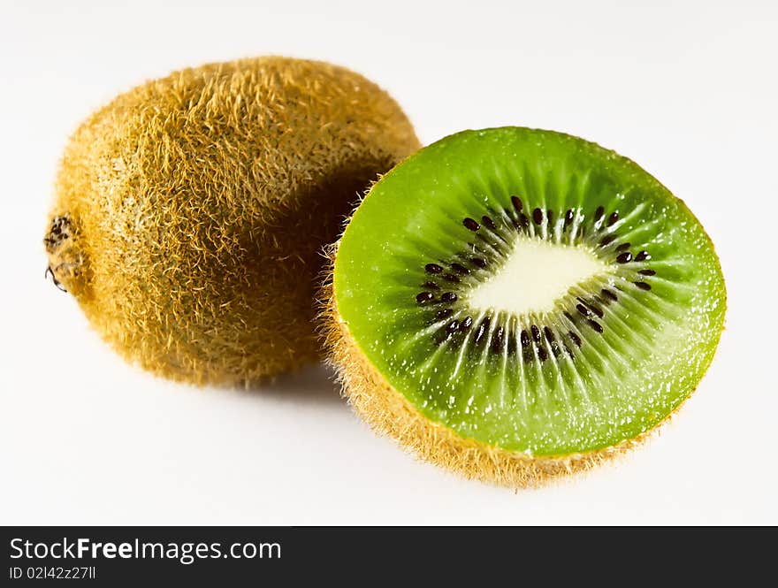 Ripe Cut Kiwi isolated on white background. Ripe Cut Kiwi isolated on white background