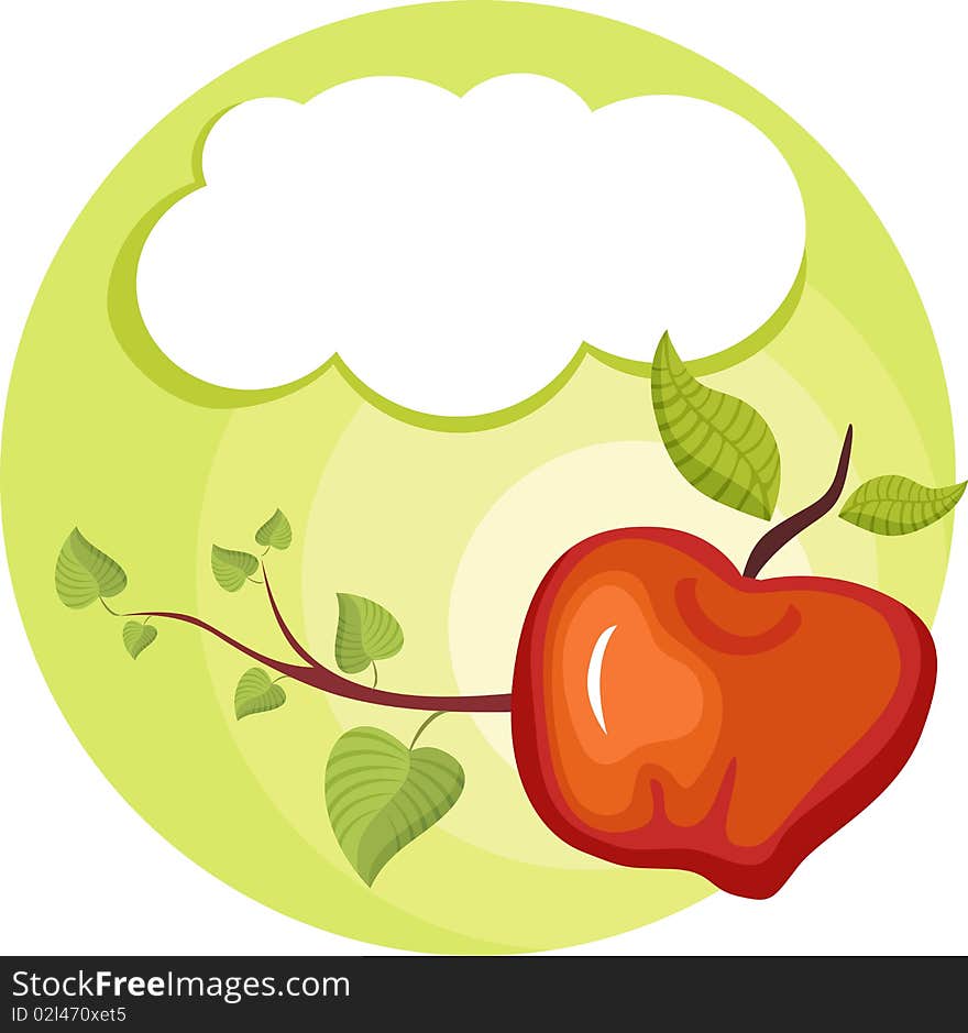 vector illustration of a cute apple card