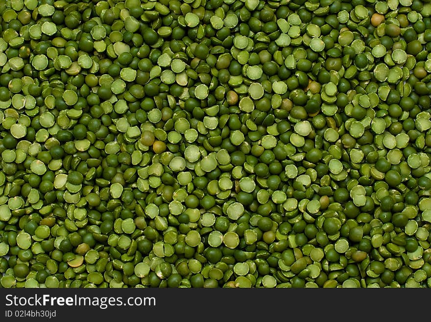 Close green dry pea background