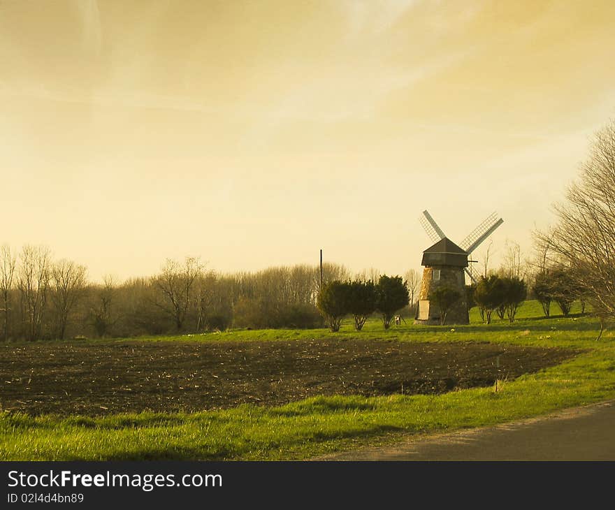 Early morning windmill