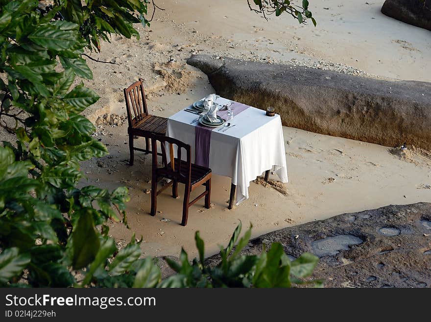 Romantic dinner on the beach