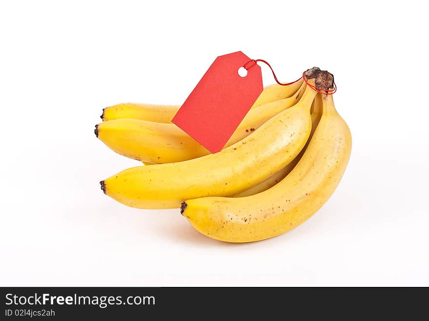 Bunch of bananas with tag