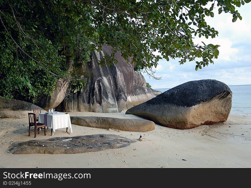 Table setting in Tioman, Malaysia. Table setting in Tioman, Malaysia