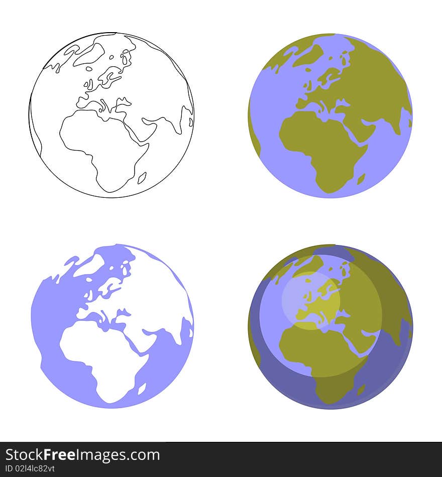 Earth 4 globe set 001