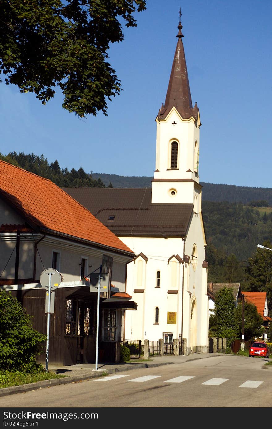 The white church in small town