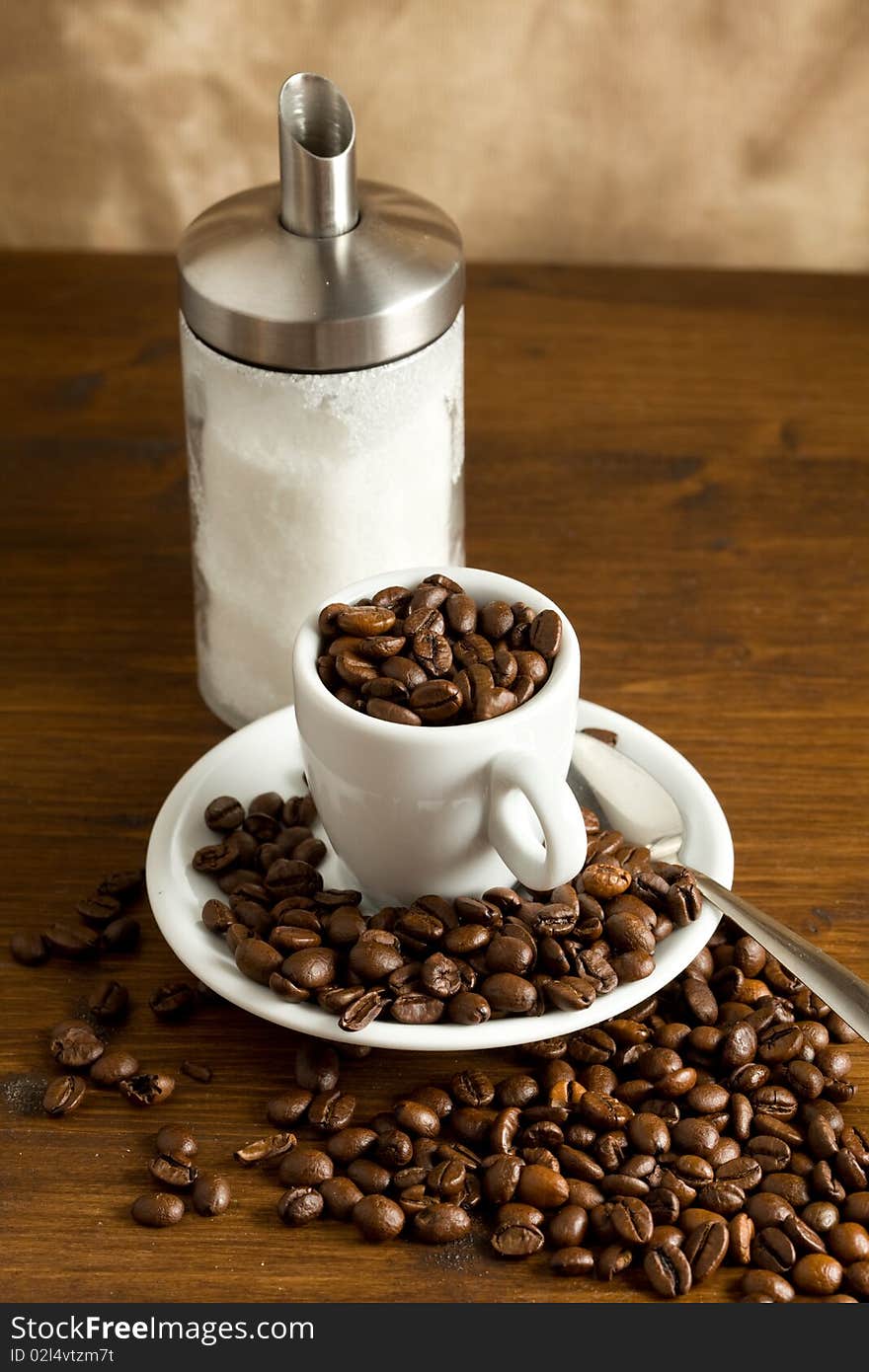 Espresso cup with coffee beans