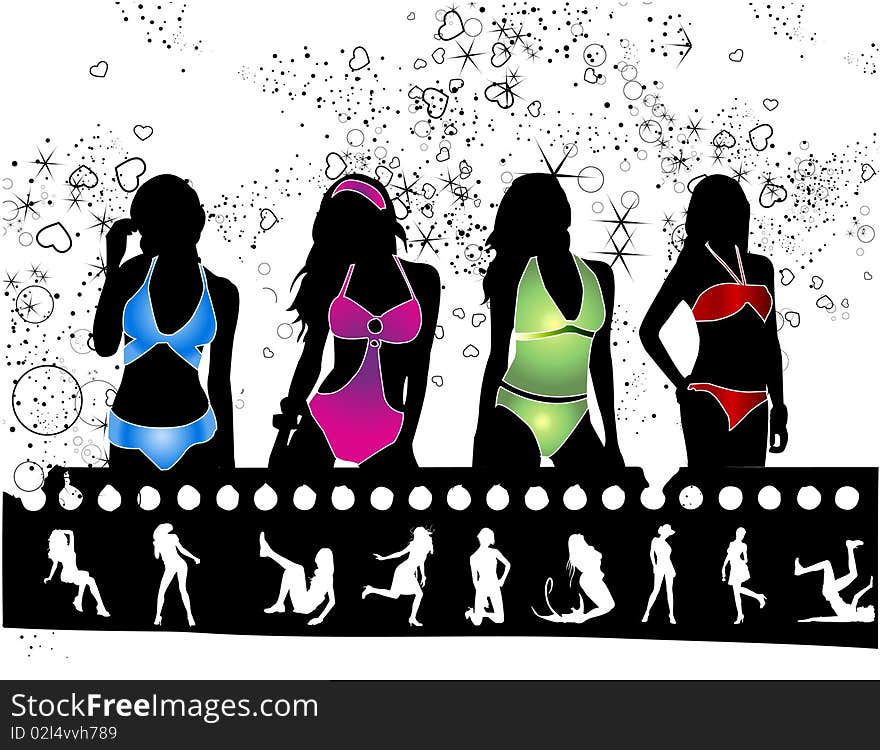 Four silhouettes models on filmstrip