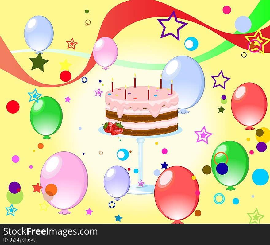 Colorful background with cake