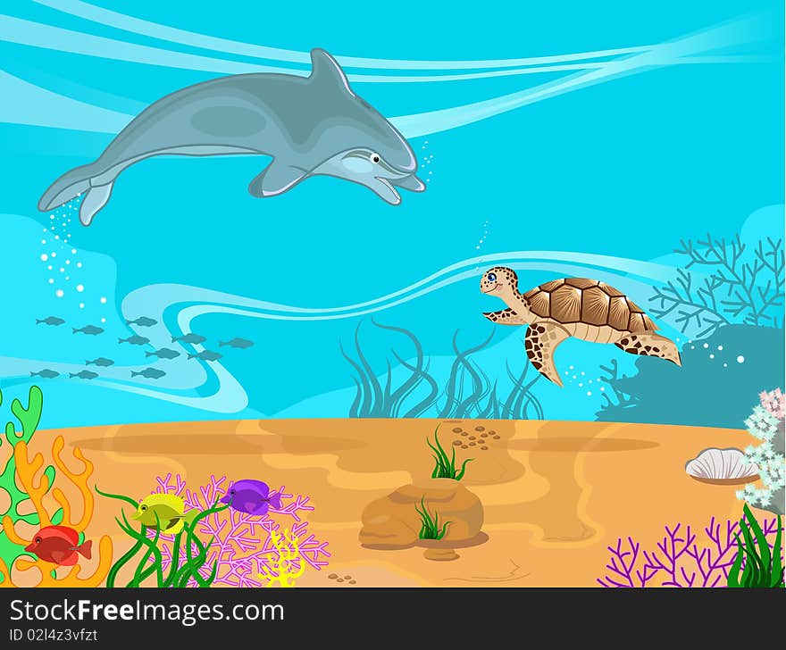 Illustration of the seabed and its inhabitants