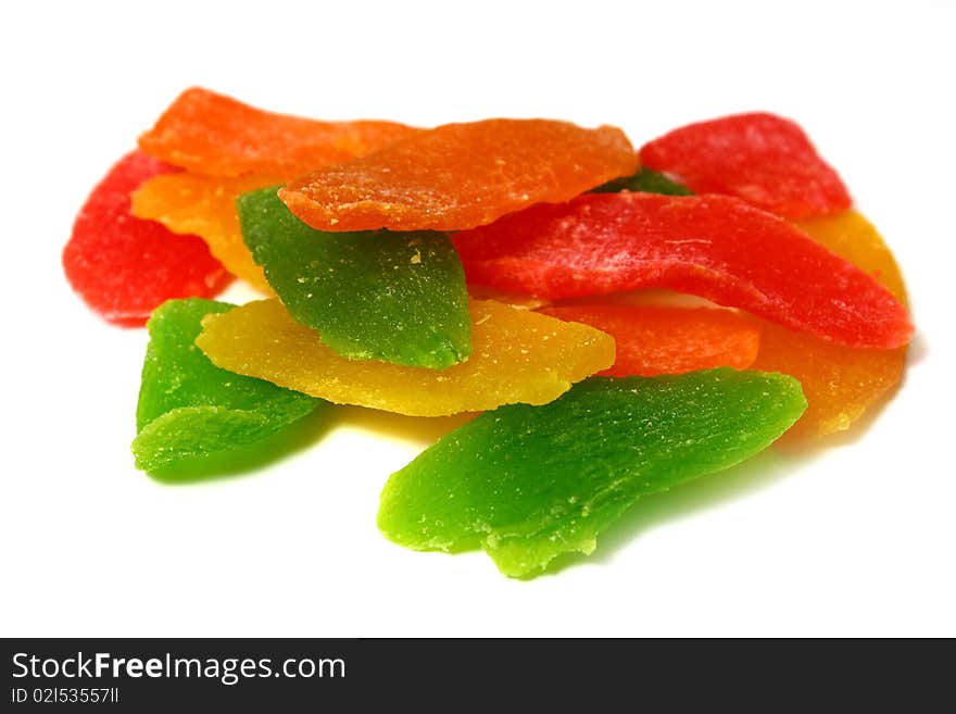 Candied fruits isolated on white background