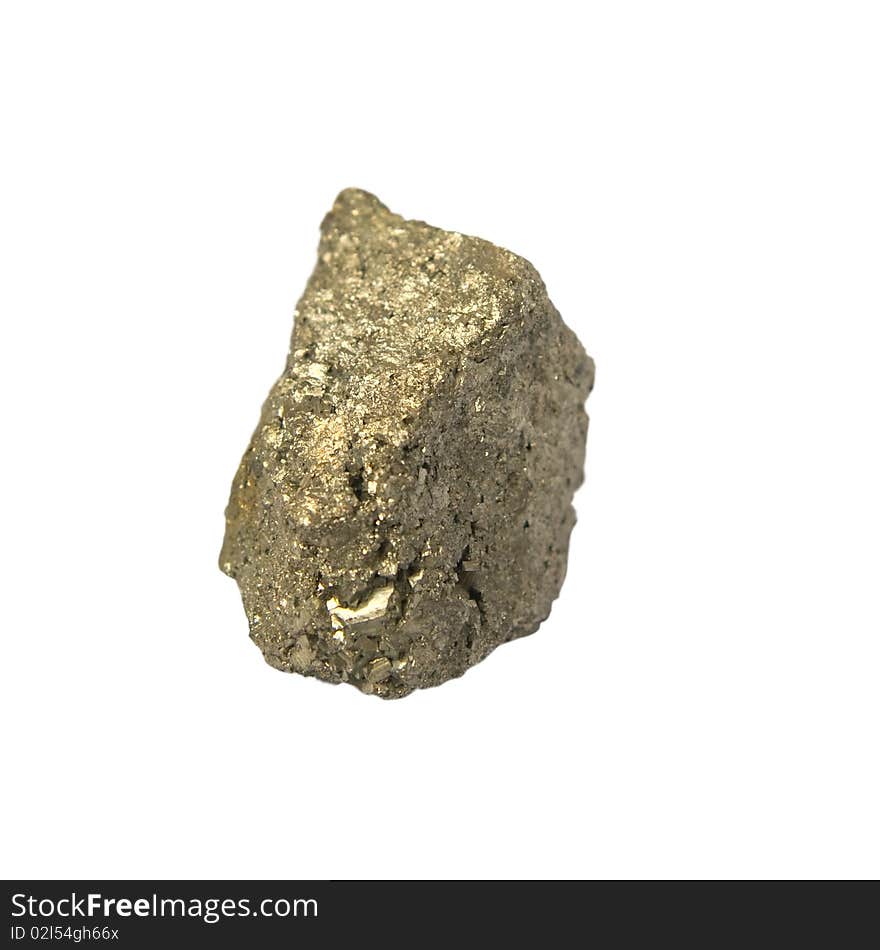 Piece of pyrite isolated over white background