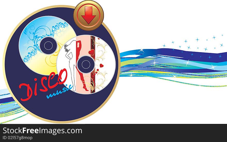 Two Music Disk With Button. Banner