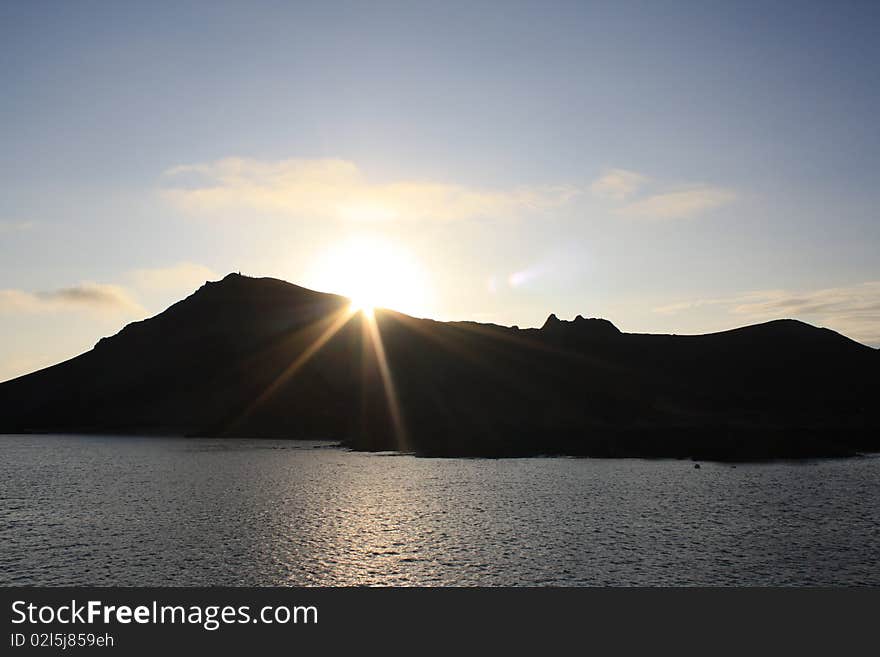 Sunrise in galapgos over the mountains. Sunrise in galapgos over the mountains