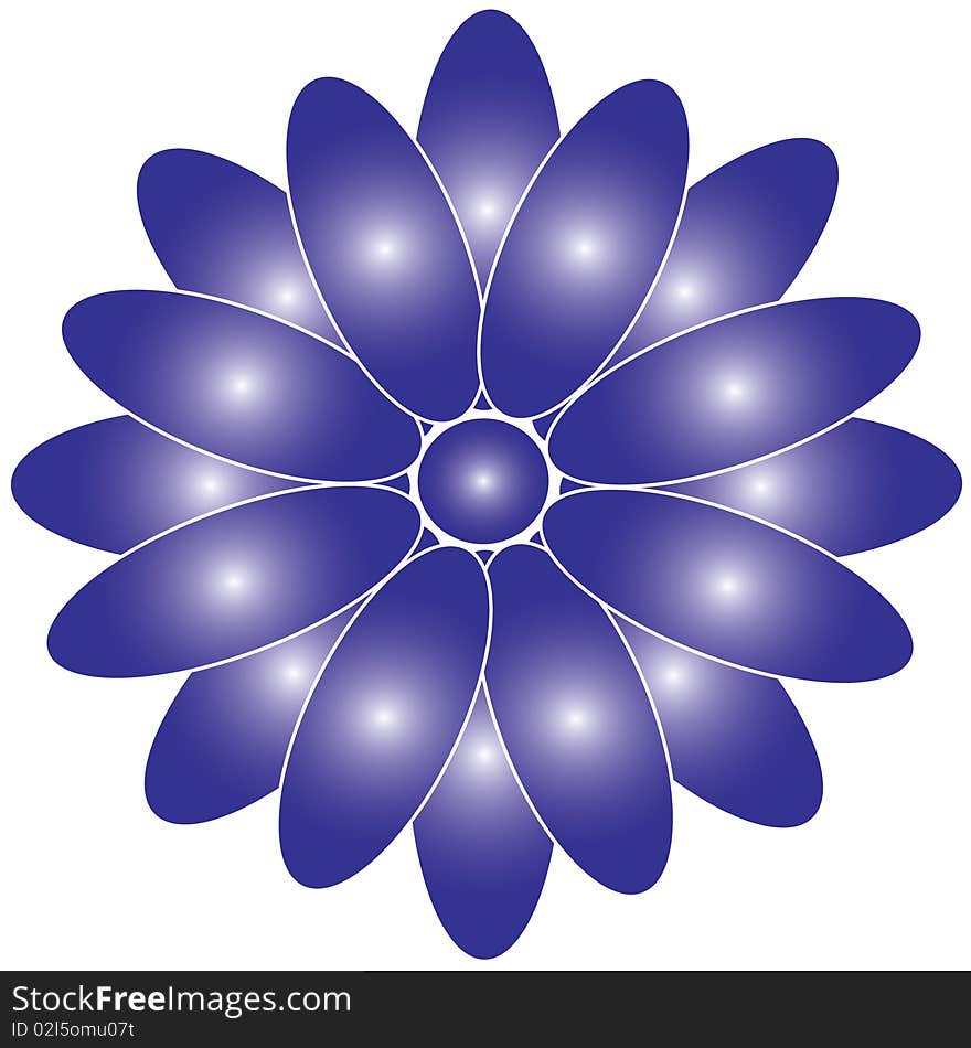 Illustration of a daisy-style flower in gradient dark purple with light reflections. Illustration of a daisy-style flower in gradient dark purple with light reflections