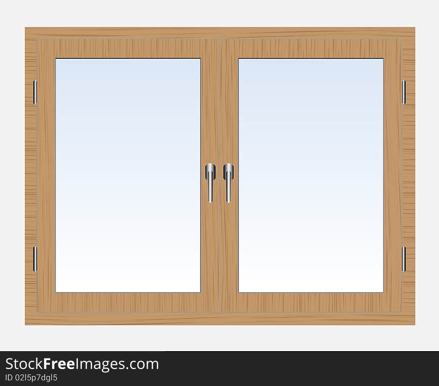 Vector illustration of closed modern wooden window