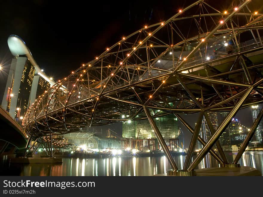 Steel bridge at night