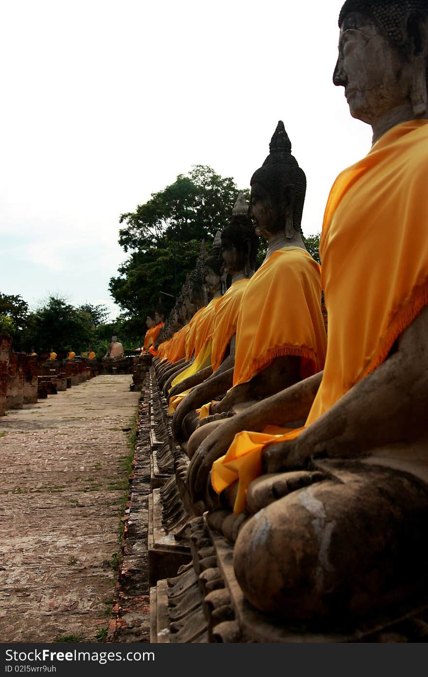 Historical buddha at Watmahathat in Ayutthaya province, Thailand