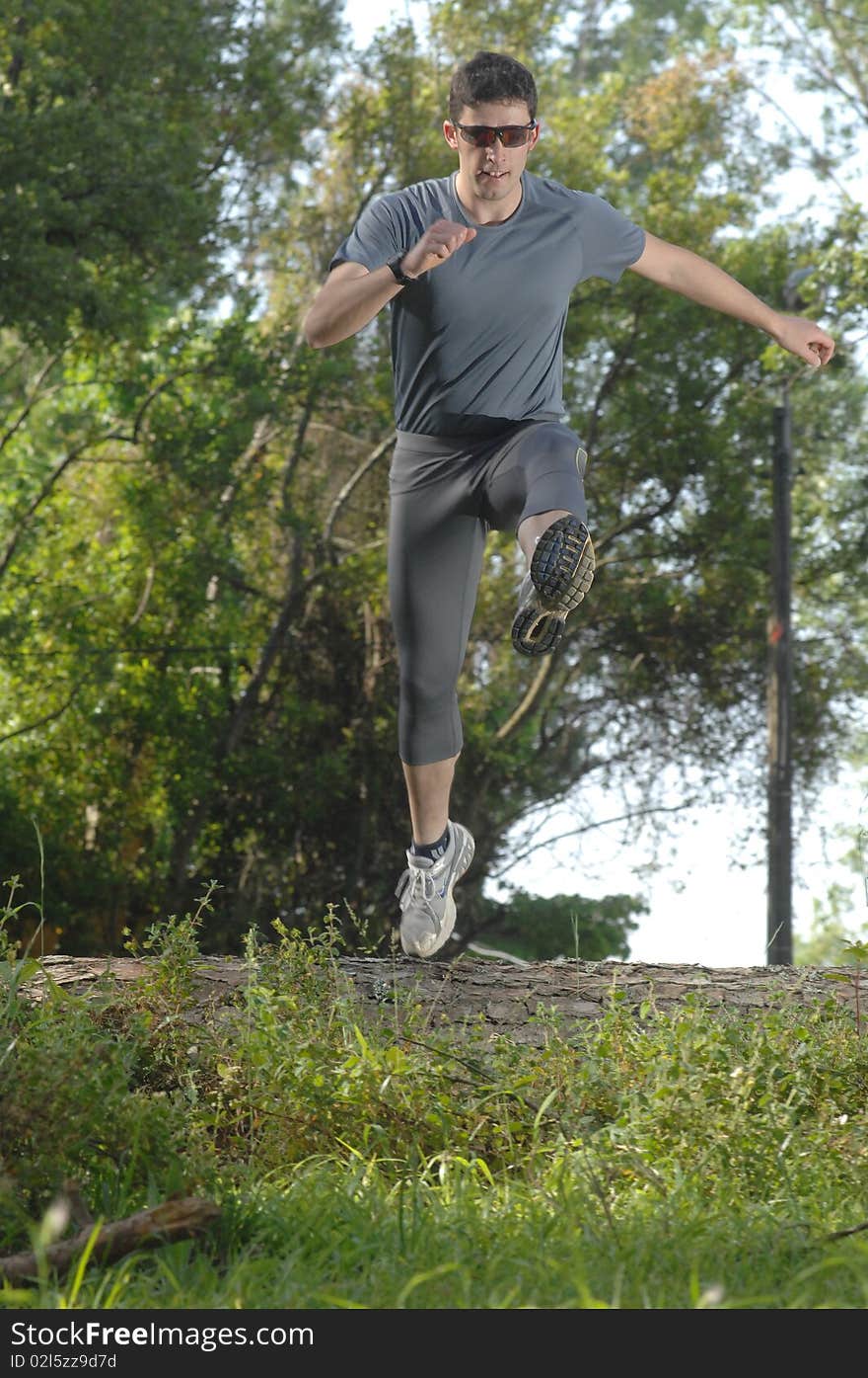 Middle Age Man Running Full Of Energy