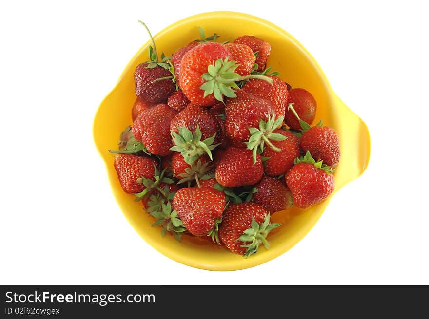 Strawberry in plate (white bakground)