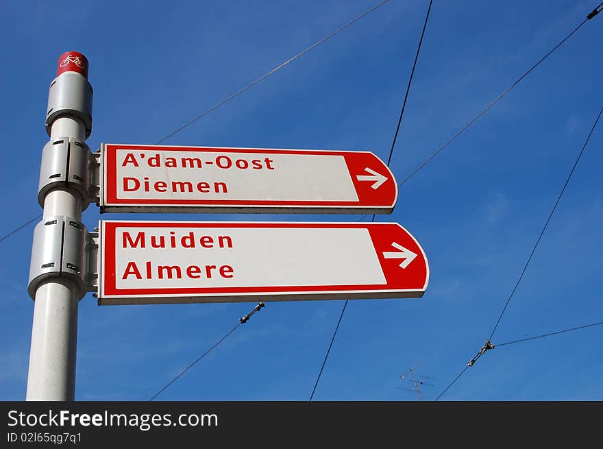 Route signs in Amsterdam