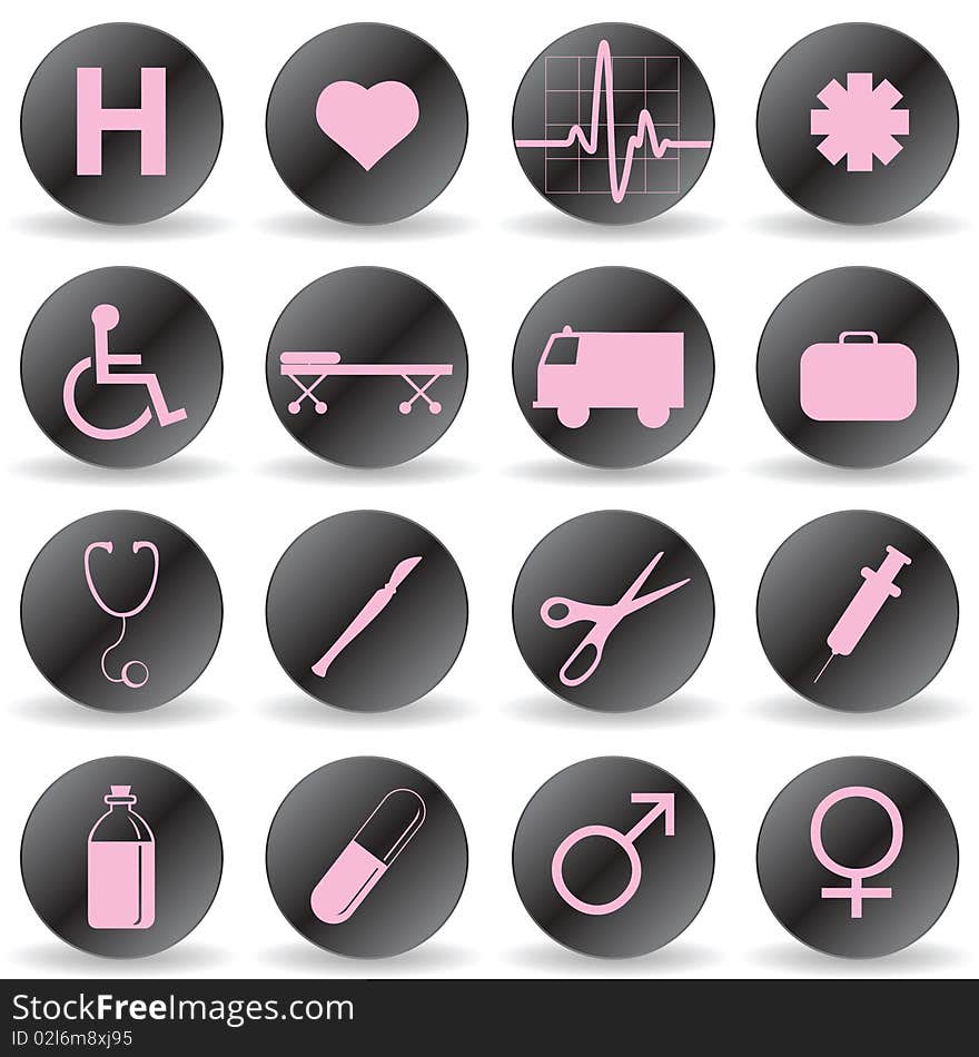 Set of black medical icons