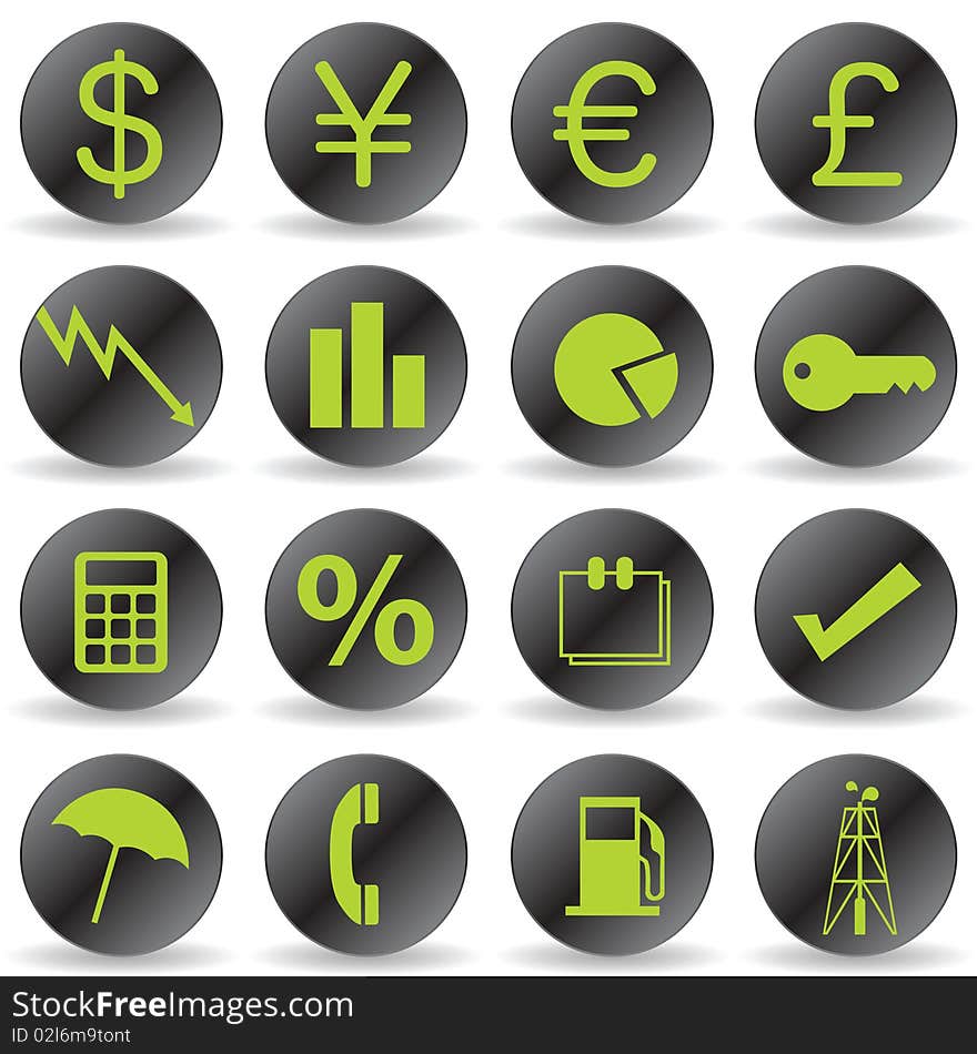 Set of black finance icons