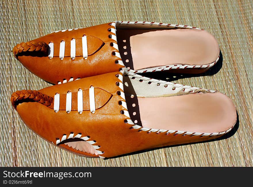 Moroccan oriental genuine leather slippers. Moroccan oriental genuine leather slippers