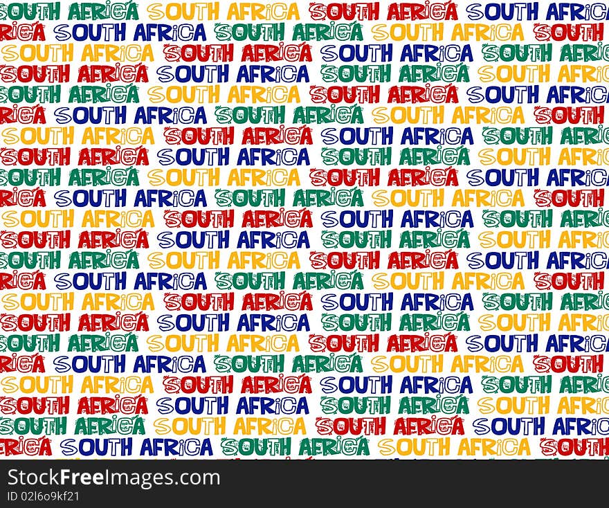 South africa text in different colors, soccer world cup. South africa text in different colors, soccer world cup