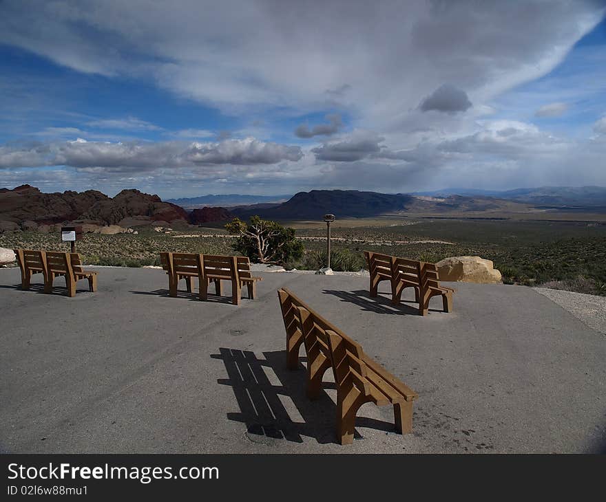 Park benches at red rock canyon