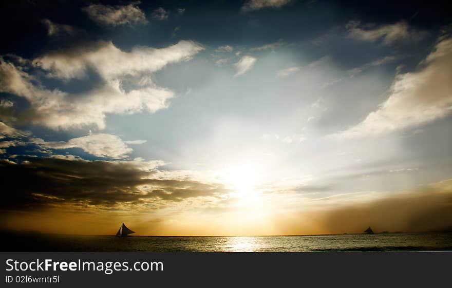 Cloudscape and sunset sea view. Cloudscape and sunset sea view