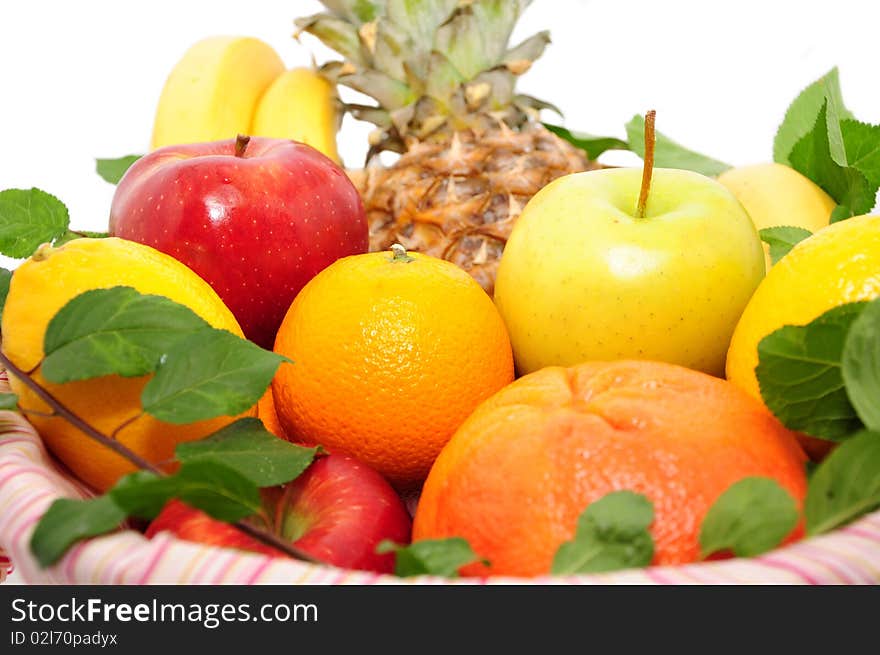 Other fruits on white background