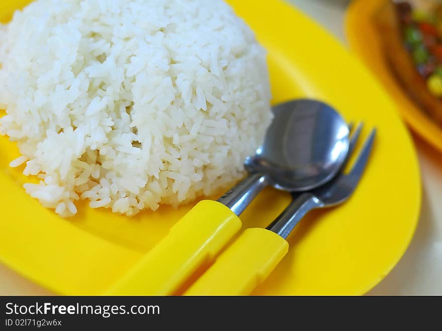 Mealtime with white rice