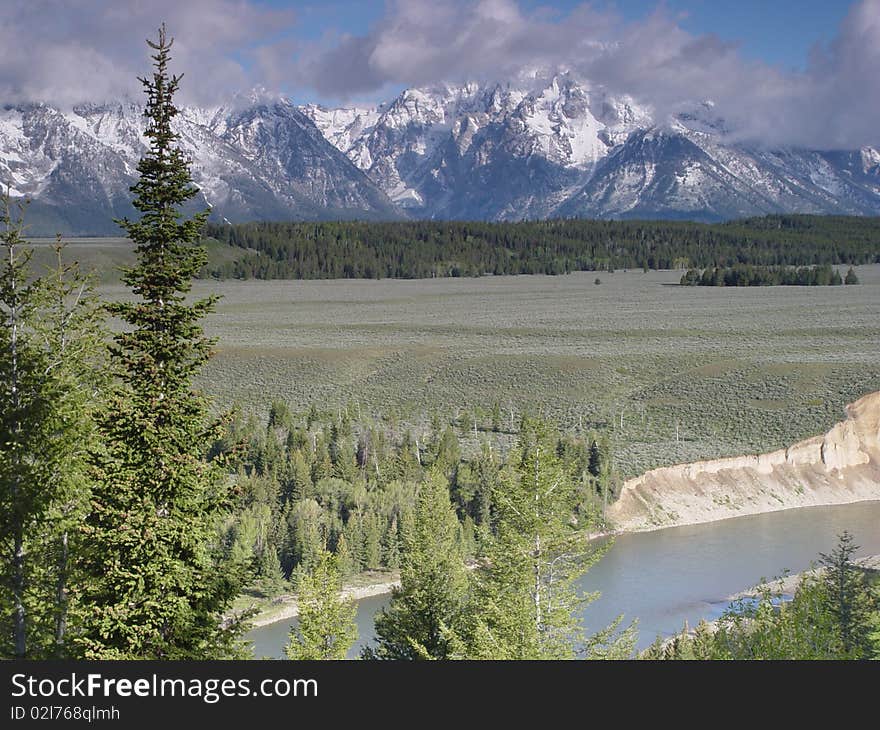 Mountains & river landscape