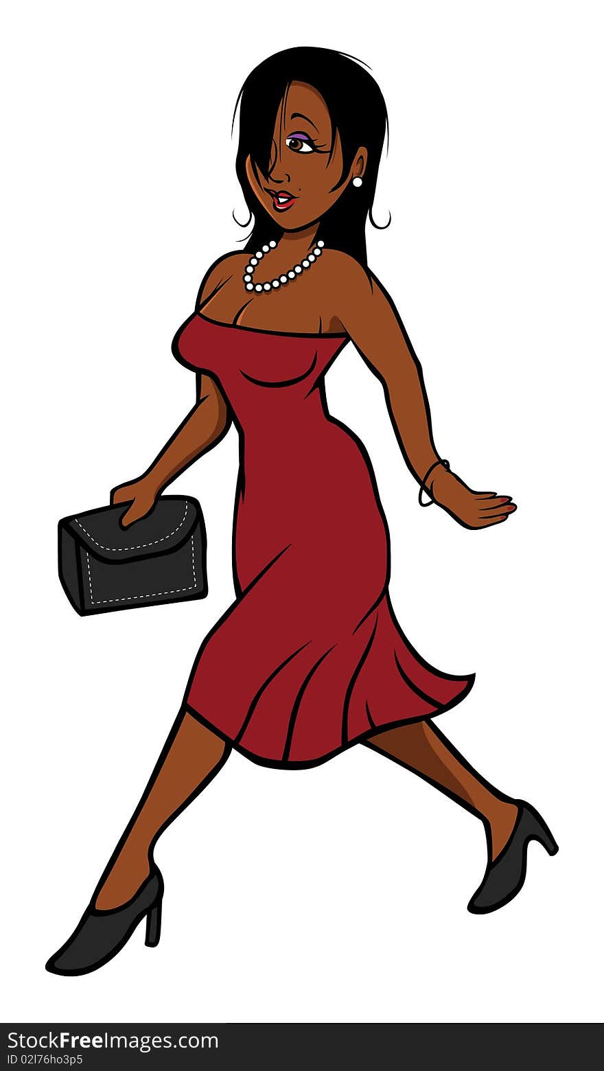 Cartoon vector illustration of a woman walking