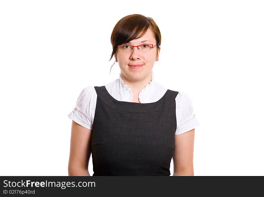 Young businesswoman, isolated on white