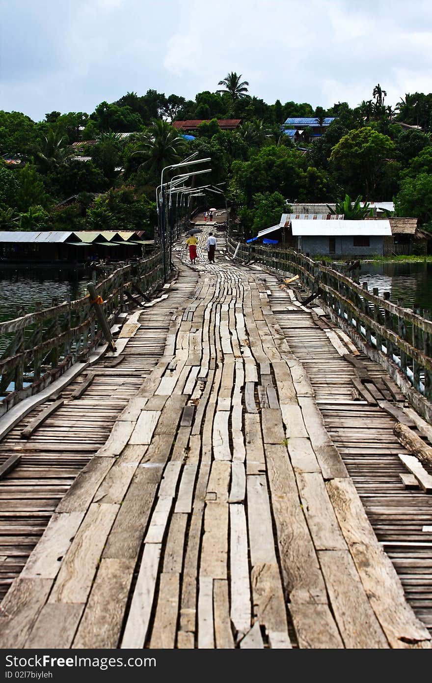 Big wood bridge of thailand