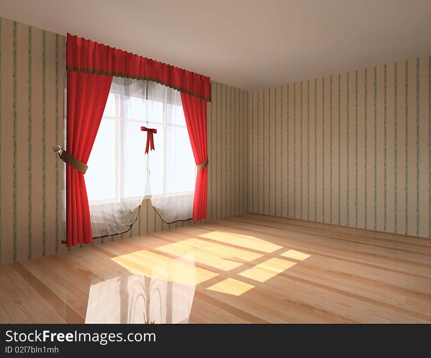 Rendering modern empty room interior