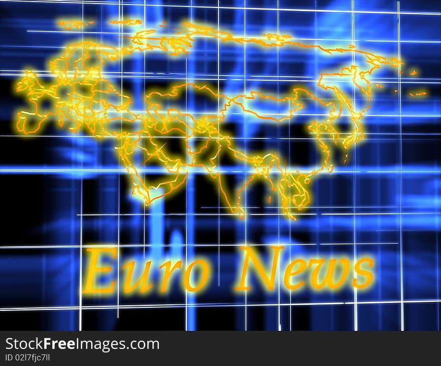 Europe map. 3d graphics render. Abstract picture on blue background