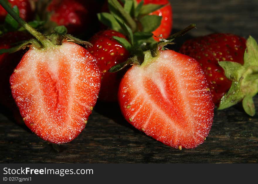 Strawberries on the table prepared for juice