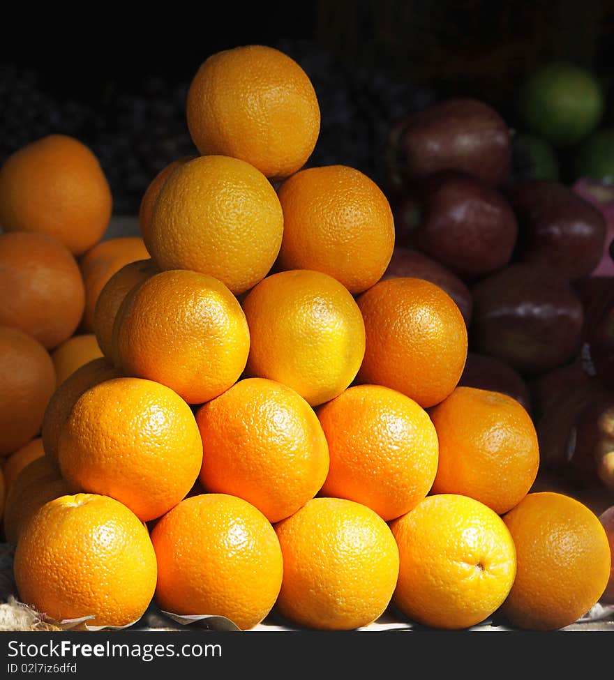 Orange on market in Triangle shape