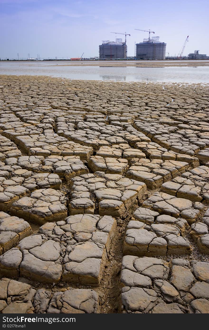 Dry,Soil dry at industrail area Rayong Thailand