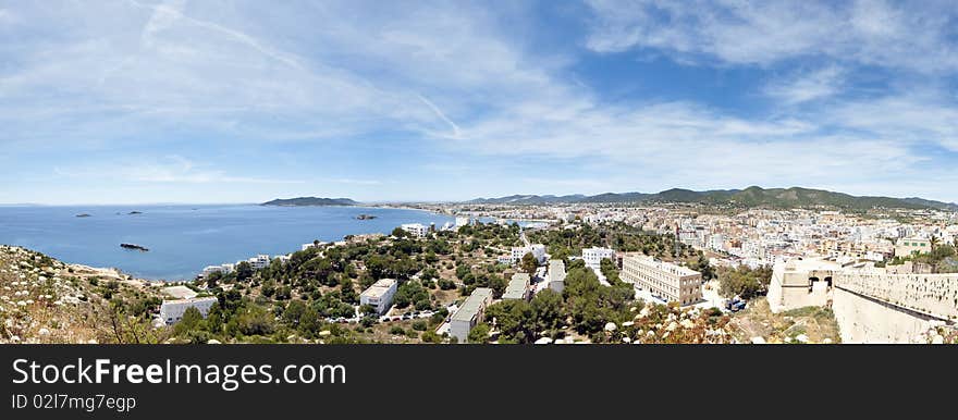 Panoramic view of ibiza city in spain