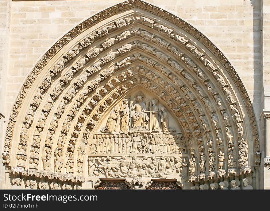 Notre Dame Cathedral main entrance, Paris, France